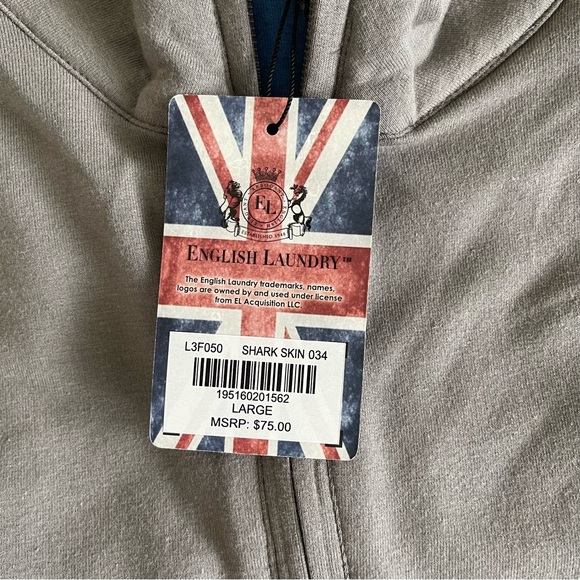 English Laundry Mockneck Half Zip Grey Sweater in Size L - Picture 6 of 13